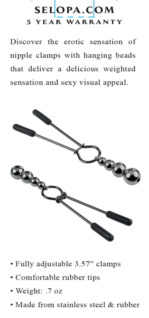 SELOPA BEADED NIPPLE CLAMPS BLACK CHROME-0