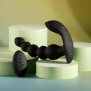 Bead Me Up rechargeable silicone vibrating anal beads in black, featuring remote control and flexible design.