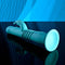 Bunny hop rechargeable silicone throbbing rabbit vibrator in blue, featuring a suction cup base and textured handle.