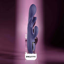 Bow Down Vibrator with Clitoral Stimulator Purple displayed against a purple background.