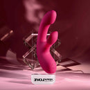 Gentle Persuasion Vibrator with Clitoral Stimulator Red on display, showcasing its design and features.
