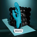 Bunny Tapper Tapping Rabbit Vibrator Blue displayed on a black and teal background with unique design features.