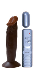 Afro American Whoppers 6 Inch Vibrating Dong Brown with vibrating bullet controller, realistic design and suction cup base.