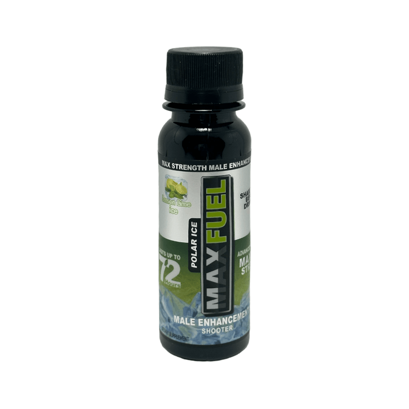 MaxFuel Polar Ice Male Enhancement Shooter bottle in Lemon Lime Ice flavor for stamina and performance.