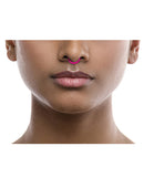Rave Ring Chill Peppermint Nasal Diffuser Pink displayed on a model's nose for festivals and concerts.