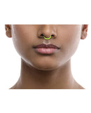 Rave Ring NRG Single Sachet Energy Scent Yellow worn in nose showcasing vibrant design and uplifting essence.