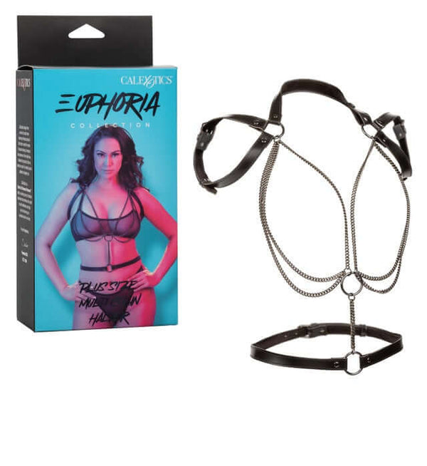 Euphoria Collection Plus Size Multi Chain Halter by CALEXOTICS, featuring premium harness chain design for bold plus-size fashion.