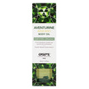 Exsens Organic Crystal Infused Body Oil Aventurine Avocado packaging showcasing certified organic ingredients.