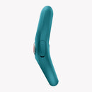Fun Factory Nos Classic Vibrating Cock Ring Green side view showcasing the ergonomic design and control button.