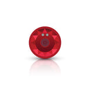 Cheeky Charms Vibrating Red Metal Remote Anal Plug Medium remote control button in vivid red design.