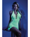 GLOW SHOCK VALUE HALTER DRESS NEON GREEN O/S-2