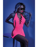GLOW SHOCK VALUE HALTER DRESS NEON PINK O/S-0