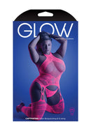 GLOW CAPTIVATING BODYSTOCKING SET NEON PINK Q/S-2