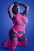 GLOW CAPTIVATING BODYSTOCKING SET NEON PINK Q/S-0