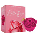 Bella Rose Pro Clitoral Stimulator Vibrator in rose-shaped design with soft silicone and vibrant color.