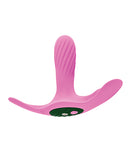 Femme Funn Ossia Wearable Vibrator Pink viewed from above, showcasing its sleek design and control buttons.