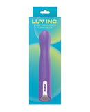 Luv Inc G-Spot Vibrator with Moving Beads Purple packaging showcasing its sleek design and internal bead feature.