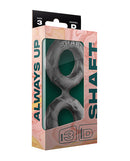 Shaft Double C-Ring Large Gray packaging with dual-loop cock ring design for enhanced comfort and sensation.