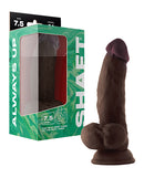 Shaft Model N 7.5 Inch Side Curve Dong with Balls Mahogany in packaging, showcasing its lifelike design and premium finish.