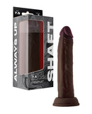Shaft Model J Flexskin Silicone 7.5 Inch Dong Mahogany in packaging, showcasing realistic design and color.