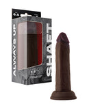 Shaft Model J Flexskin Silicone 6.5 Inch Dong Mahogany in packaging, showcasing realistic design.