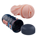 Pretty Love Realistic Vagina Vacuum Cup Masturbator Beige with smooth surface and compact container for discreet pleasure.