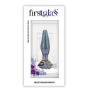 First Glass Anal Plug Multi Color 5 inches in elegant packaging, showcasing premium borosilicate glass design.