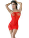 Strapless red rhinestone lingerie dress with a fitted design, perfect for special occasions and adding allure to your wardrobe.