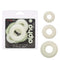 Alpha Glow-In-The-Dark Liquid Silicone 3 Ring Set Packaging and Rings for Enhanced Pleasure and Stamina