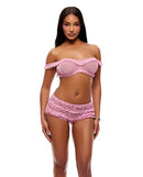 Soft Girl Era Mesh and Lace Bralette Set Light Pink Large worn by a model, featuring sheer mesh and lace trim.