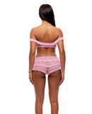 Soft Girl Era Mesh and Lace Bralette Set Light Pink Large shown from the back, featuring sheer mesh and lace details.