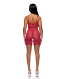 Layers To This Sheer Mesh Chemise and Thong Set Pink Medium back view showcasing delicate mesh design.