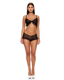 Private Party Glitter Mesh Bralette & Boy Short Set Black LG