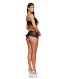 Private Party Glitter Mesh Bralette & Boy Short Set Black XL showcased on a model from the back with shimmering details.