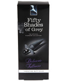 Fifty Shades of Grey Delicious Fullness Vibrating Butt Plug packaging with sleek design and product details.