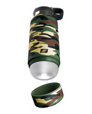PDX Plus Fap Flask Happy Camper Stroker in camo design with removable cap for discreet use.