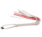 Peach-colored faux leather flogger by Sex&Mischief for BDSM play, featuring a playful design with bright peach-colored strands.