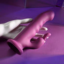 PLAYBOY Fluffle Rabbit Vibrator with Twirling and Vibrating Features in Purple Color on Display