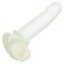 Alpha Glow-In-The-Dark Liquid Silicone 3 Ring Set displayed on a white latex model, highlighting the comfort and durability features.