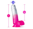 B Yours Sugar Magnolia 7" dildo with balls in fuchsia, featuring a gradient design and suction cup base for versatile play.