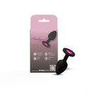 Viben Gemma Pink Gem Black Silicone Anal Plug Small with packaging featuring Cheeky Charms branding and design.