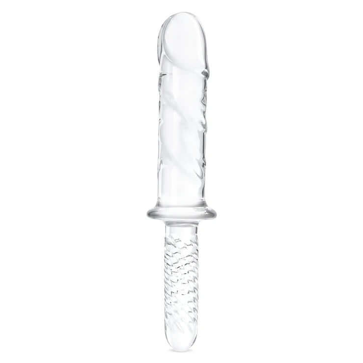 Gläs 11 Inch Girthy Cock Double Ended Dildo with Textured Glass and Handle for Internal Massage