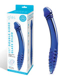 Glas 11 Inch Double Sided G-Spot and P-Spot Glass Dildo, luxurious blue design for versatile stimulation.