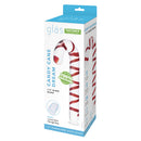 Glas Candy Cane 7.5 Inch Glass Dildo packaging featuring a festive candy cane design and a luxury satin storage bag.