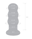 Glas 3.5 Inch Rechargeable Vibrating Beaded Butt Plug Blue dimensions, showing diameter and circumference measurements.