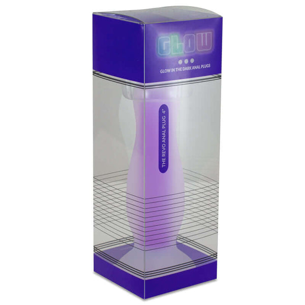 GLOW REVO SILICONE GID BUTT PLUGS 4IN PURPLE-0