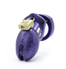 CB-6000 Chastity Cage Kit Purple Glitter with lock, featuring a sparkling purple glitter finish.