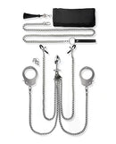 Nixie Interchangeable 8 Piece Bondage Kit Silver featuring polished silver hardware and vegan leather components.