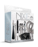 Nixie Interchangeable 8 Piece Bondage Kit Silver packaging showcasing polished hardware and satin accents.
