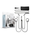 Nixie Interchangeable 8 Piece Bondage Kit Silver featuring polished silver-tone hardware and accessories.